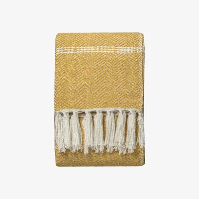 Perch and Parrow Lydia Faux Mohair Throw in Mustard