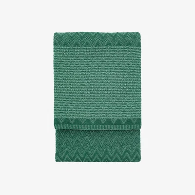Perch and Parrow Cali Knitted Herringbone Throw in Green