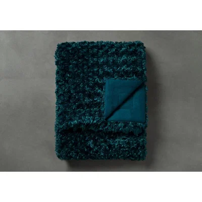 Perch and Parrow Yrsa Faux Fur Throw in Teal