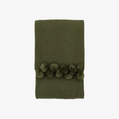 Perch and Parrow Beverly Olive Knit Pom Pom Throw