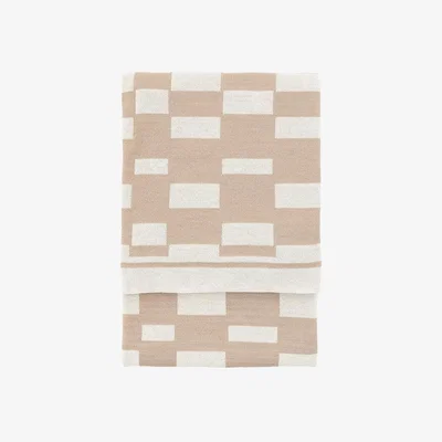 Perch and Parrow Geo Knitted Throw in Taupe