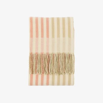 Perch and Parrow Lula Jacquard Stripe Throw in Sage and Rust
