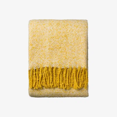 Perch and Parrow Irene Herringbone Tasseled Throw in Yellow