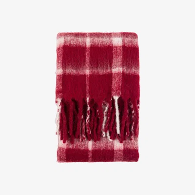 Perch and Parrow Timeless Tidings Check Mohair Throw in Red