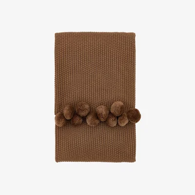 Perch and Parrow Beverly Tan Knit Pom Pom Throw