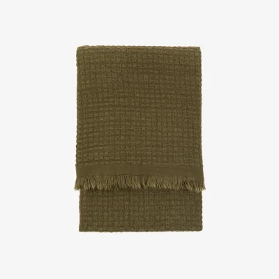 Perch and Parrow Zia Soft Touch Waffle Throw in Olive