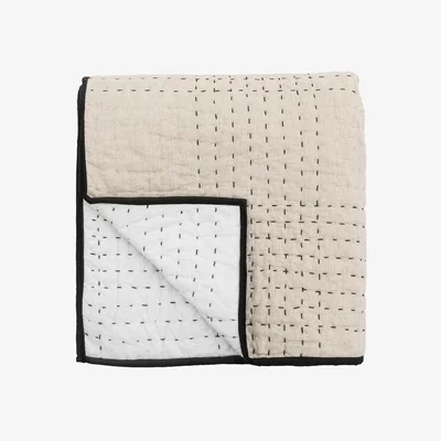 Perch and Parrow Stitch Bedspread in Beige