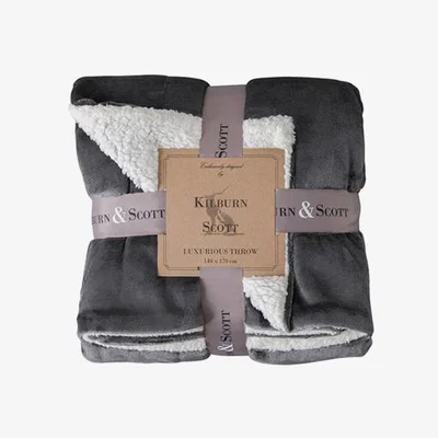 Perch and Parrow Wrap-Up Sherpa Throw in Grey