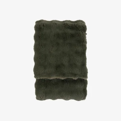 Perch and Parrow Cloud Rabbit Fur Throw in Olive