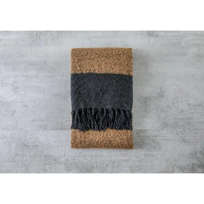 Perch and Parrow Austell Faux Mohair Throw in Black and Beige