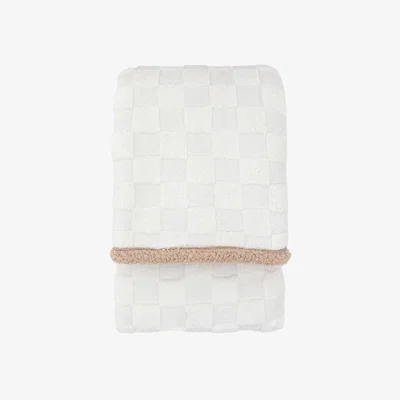 Perch and Parrow Checker Sherpa Throw in Cream
