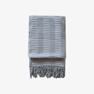 Perch and Parrow Delia Pleat Textured Throw in Duck Egg Blue