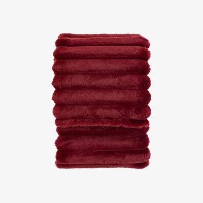Perch and Parrow Wrap-up Fur Throw in Merlot
