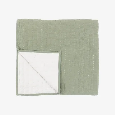Perch and Parrow Vara Gauze Bedspread in Sage