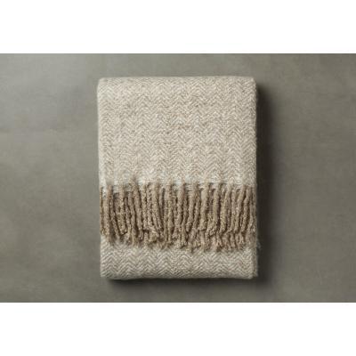 Perch and Parrow Irene Herringbone Tasseled Throw in Cream