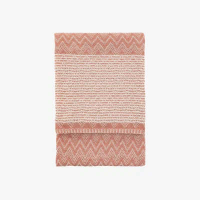 Perch and Parrow Cali Knitted Herringbone Throw in Apricot
