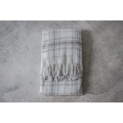 Perch and Parrow Grant Checkered Mohair Throw in Grey