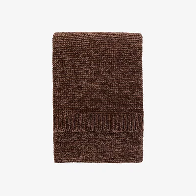 Perch and Parrow Verity Chunky Chenille Throw in Chocolate