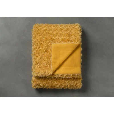 Perch and Parrow Yrsa Faux Fur Throw in Mustard