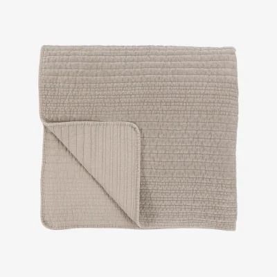 Perch and Parrow Solace Velvet Stitched Bedspread in Taupe
