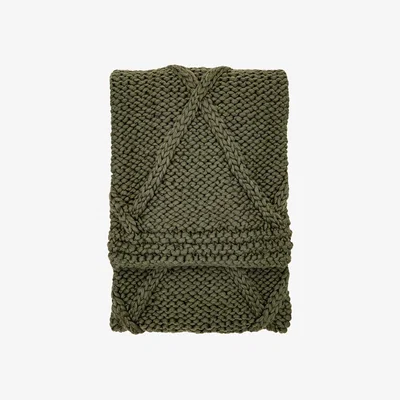 Perch and Parrow Dorma Cable Knit Throw in Olive