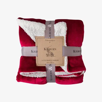 Perch and Parrow Wrap-Up Sherpa Throw in Red