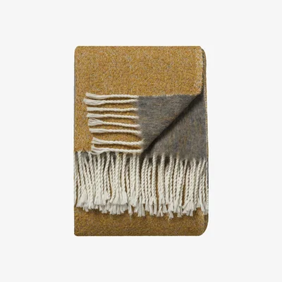 Perch and Parrow Verity Reversible Throw in Mustard Yellow