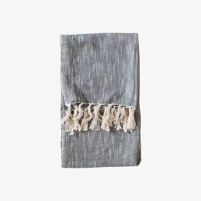 Pagazzi Surat Fringed Cotton 130x170cm Grey Throw with Tassels