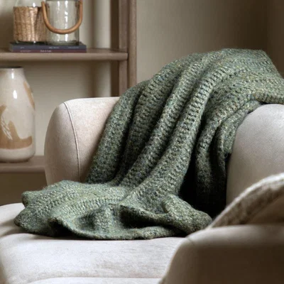 Pagazzi Melange Knit Throw Khaki