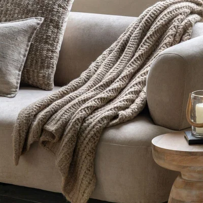 Pagazzi Melange Knit Throw Oatmeal