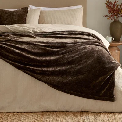The Range Heavy Chenille Velvet Throw - Brown / 200cm