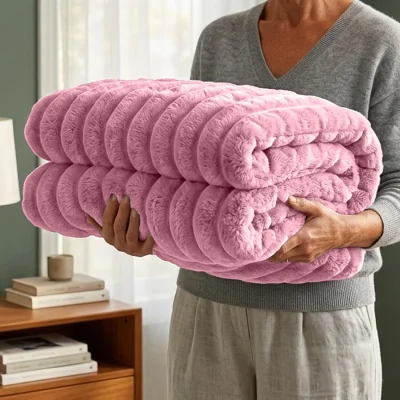 The Range Casabella Throw Blanket - Ribbed Fleece Blanket