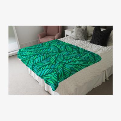 The Range Green Leaves Pattern Designer Blanket - Green