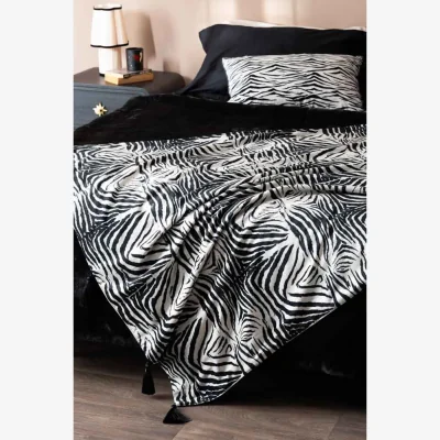 Rockett St George Zebra Print Velvet Throw with Tassels