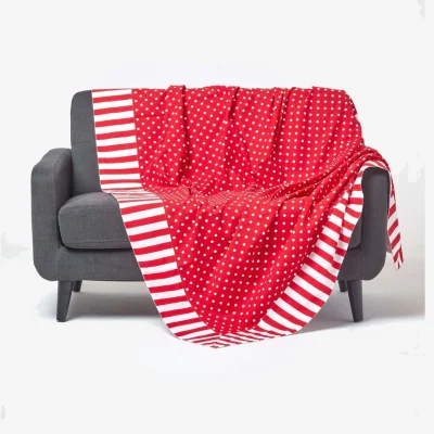 The Range Cotton Polka Dots and Stripes Throw - Red