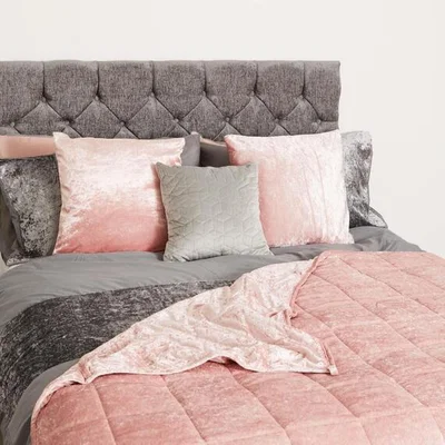 The Range Sienna Crushed Velvet Weighted Blanket Sleep Aid Throw - Pink / 200cm