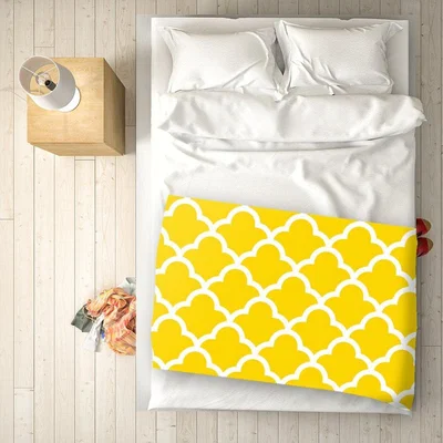 The Range Geometric Yellow Quatrefoil Wave Blanket - Yellow