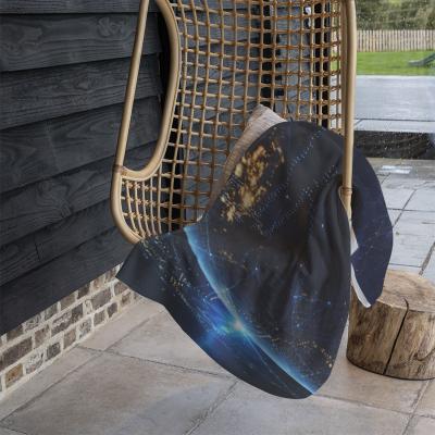 The Range Connection Lines Around Earth Globe Blanket - Blue