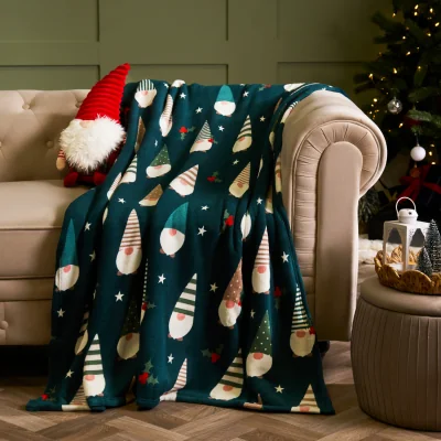 The Range OHS Gonk Print Christmas Throw - Green