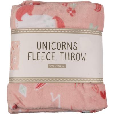 The Range Unicorns Kids Printed Fleece Throw - Pink