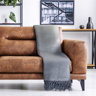 The Range Recycled Cotton Herringbone Throw - Silver - Grey