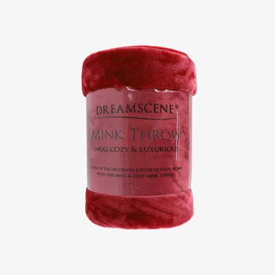 The Range Dreamscene Mink Soft Faux Fur Throw Fleece Blanket - Red / 150cm