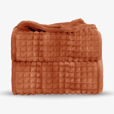 The Range Snug Soft Chunky Waffle Plush Throw Blanket - Rust / 127cm