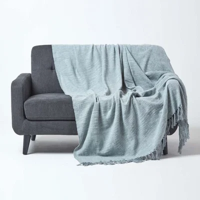The Range Nirvana Slub Cotton Grey Throw - Grey / Large