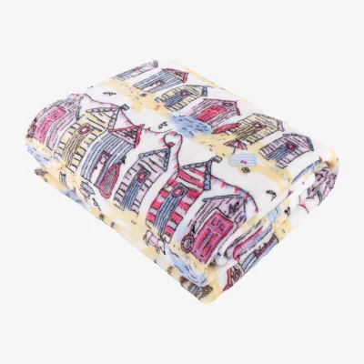 The Range Beach Huts Printed Soft Fleece Throw - Multicolour