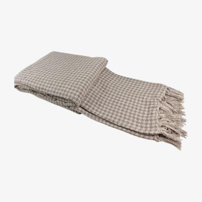 The Range 100% Cotton Houndstooth Bed -Sofa Throw Over 178cm x 254cm   - Natural