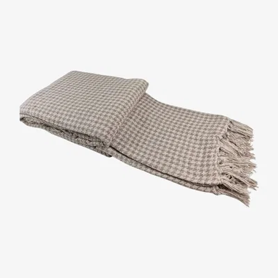 The Range 100% Cotton Houndstooth Bed -Sofa Throw Over 178cm x 254cm   - Natural