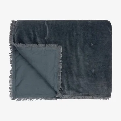 The Range Jaye Cotton Velvet Filled Bedspread - Slate