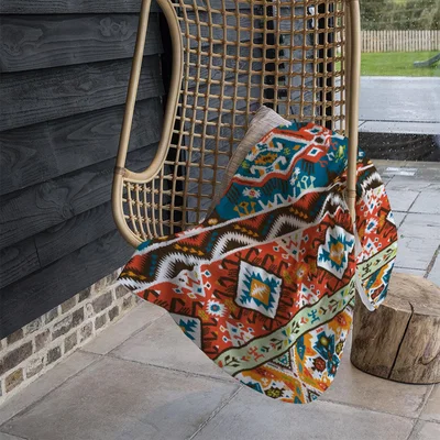 The Range Colorful Pattern In Tribal Style Blanket - Red
