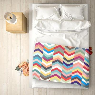 The Range Geometric Multi Colored Chevron Pattern Blanket - Red
